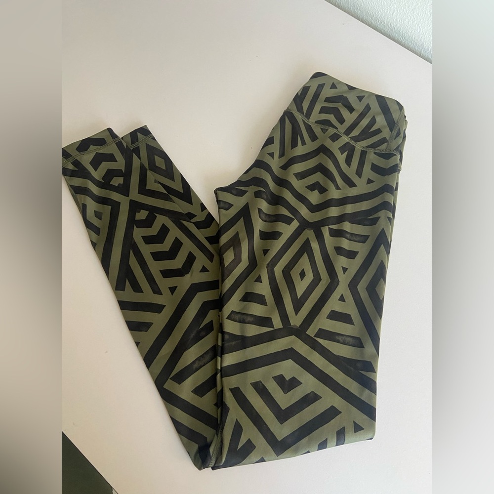 lululemon athletica Geometric Black and Olive Leggings